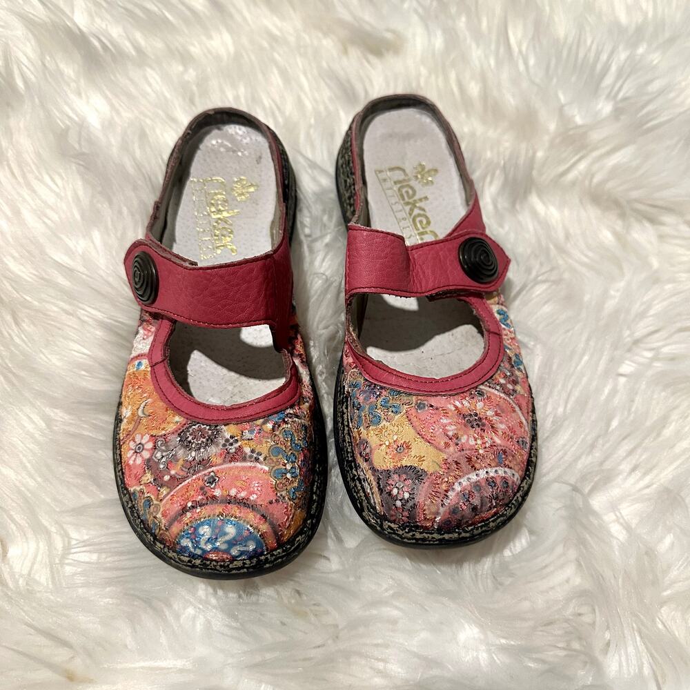 Rieker Daisy 85 Floral Mary Jane Clog Sz 8.5